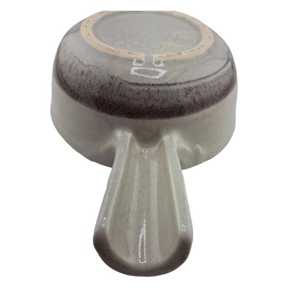 GRAYSTONE McCoy Nelson Soup Bowl Handle Round Gray Drip on Ivory USA Pottery - Picture 4 of 13